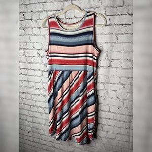 Maurices 24/7 Women’s Size Large Striped Spring Summer Tank Dress Casual